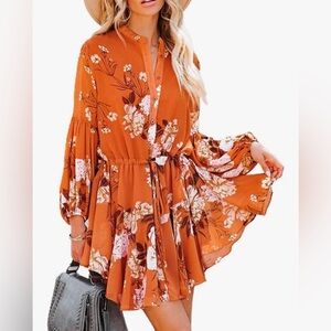 Floral Orange Women's Dress